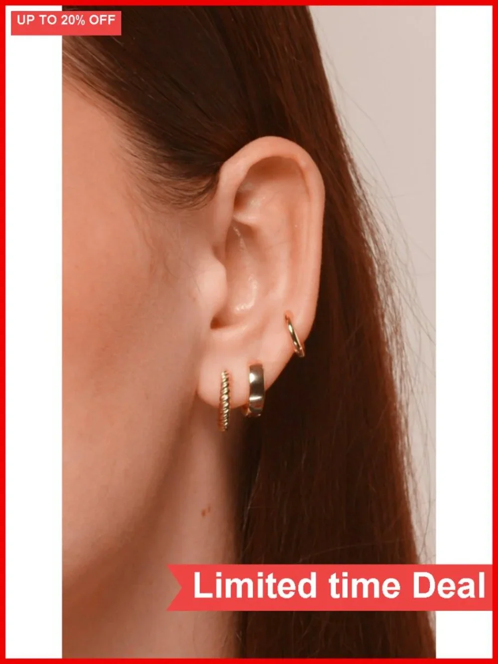 14K Gold Plated 3 Pair Huggie Earrings Set for Women Hypoallergenic